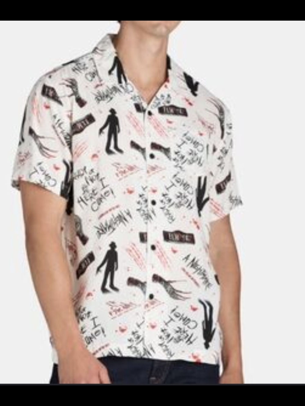 A Nightmare On Elm Street Short-Sleeve Graphic Button-Up Shirt